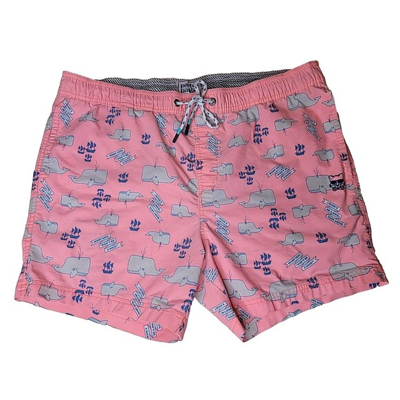 Party Pants Shorts Mens XL Pink Moby Whale Don't Be A Dick Swim Trunks Summer - Picture 2 of 15